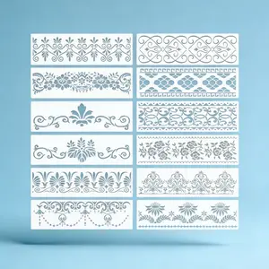 12 Piece Vintage Art Pattern Painting Templates, Reusable Pet Material, Wall Album Decor, Watercolor Stone Graffiti Scrapbook