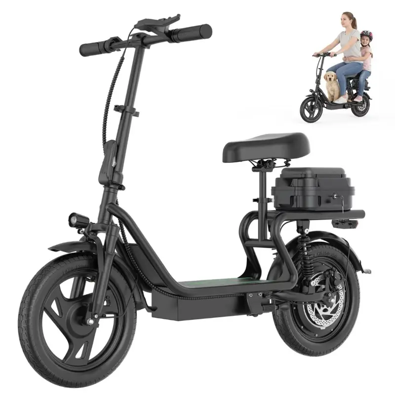 Electric Scooter Adults with Seat & Luggage Range 28Miles, Foldable E-Scooter