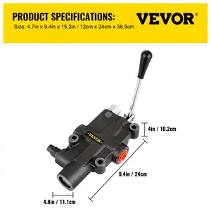 VEVOR Hydraulic Directional Control Valve, 1 Spool Hydraulic Spool Valve, 21 GPM Hydraulic Loader Valve, 3625 PSI Directional Control Valve, Hydraulic Valves And Controls For Tractors Loaders Tanks