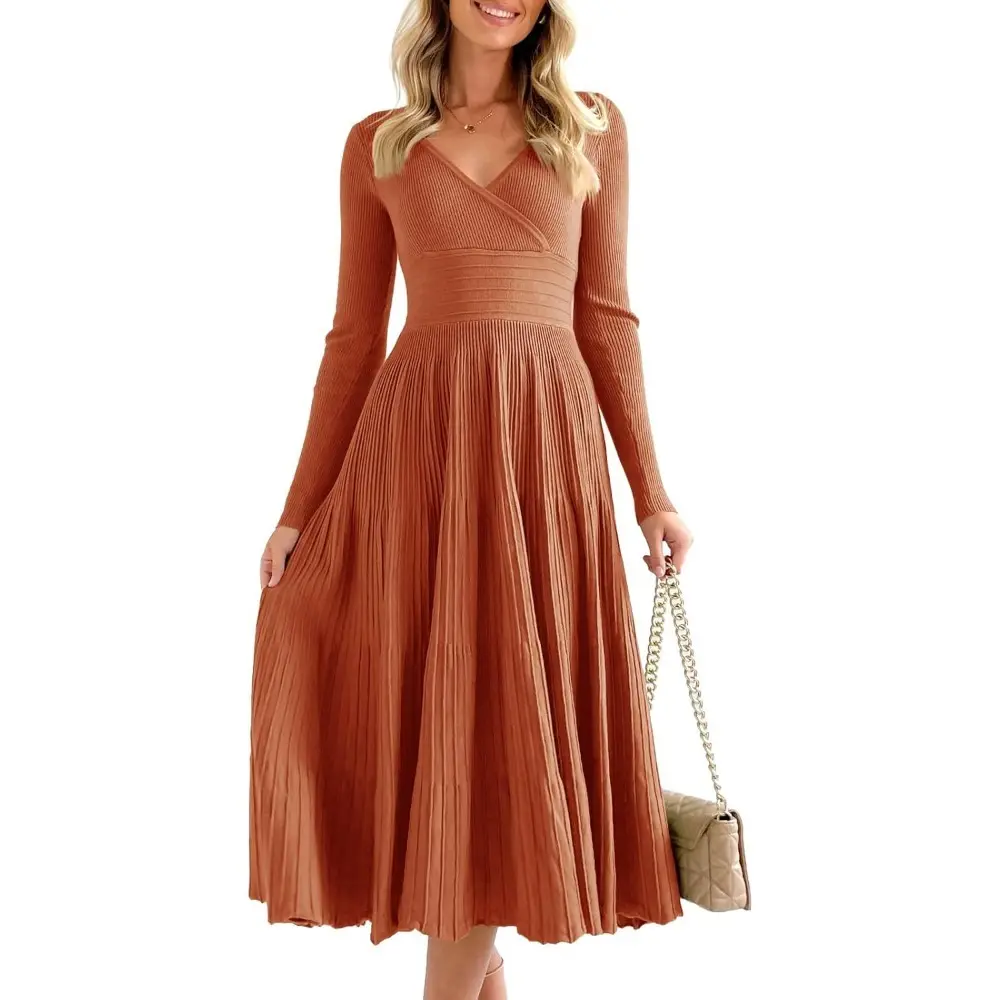 Saodimallsu Womens Long Sleeve Midi Sweater Dress Wrap V Neck Pleated A Line Fit Flare Elegant Knit Maxi Dress Casual Bride - TikTok Shop Saodimallsu Womens Long Sleeve Midi Sweater Dress Wrap V Neck Pleated A Line Fit Flare Elegant Knit Maxi Dress Casual Bride - TikTok Shop