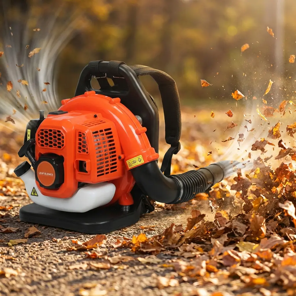 52cc Gas-Powered Backpack Leaf Blower for Homeowners, 2-Stroke 2.3hp/1.7kw Engine, 550 CFM High Airflow, 1.2L Fuel Capacity, Shockabsorb Strap, Lightweight Ergonomic Design, for Landscaping Outdoor Cleaning, Includes 1 Blower & 1 Proportion Pot