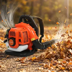 52cc Backpack Leaf Blower Gas Powered 2 Stroke Engine 550 CFM High Airflow for Commercial Yard Lawn Care Clears Leaves Debris Snow Ergonomic Design Lightweight