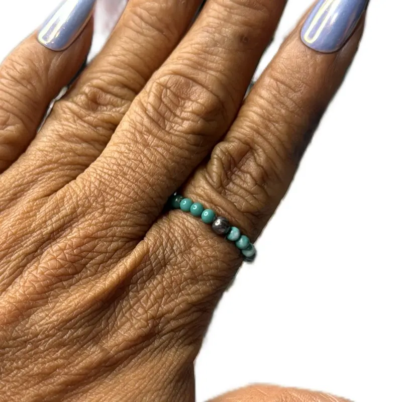 Beaded turquoise ring