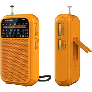D220 Portable Radio AM FM SW Shortwave Receiver Pocket Radios, 2AA  Operated Transistor Radio with Excellent Reception for , Family, Elder (Orange)