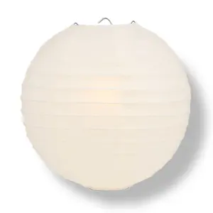30 Inch Beige / Ivory Jumbo Parallel Ribbing Round Paper Lantern (Value Packs)