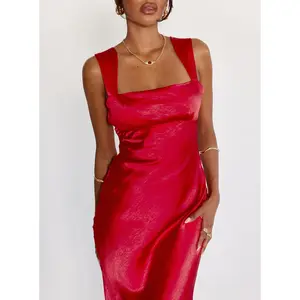 Radioactive Bias Cut Maxi Dress Red