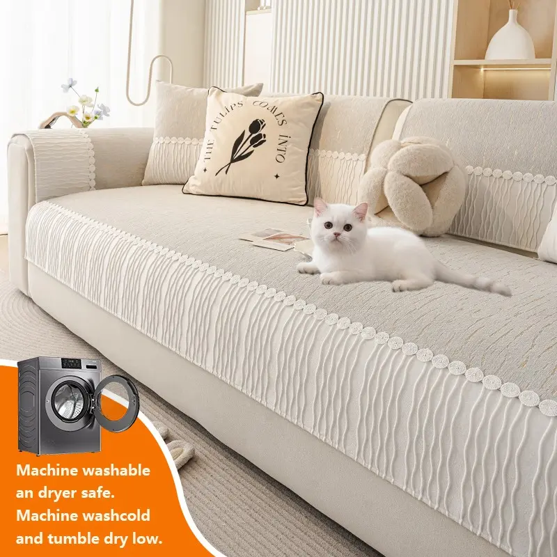 1pc Chenille Sofa Cushion, All-Season Modern Simple Design, Anti-Slip Durable, Pet Friendly Warm Backrest Pad