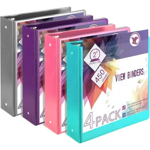 3 Ring Binders 2 Inch,Clear View Binder with 2 Pockets, Holds 450 Sheets 8.5x11 Inches Paper, Customizable Cover & , Large Capacity Binders for Office, School, , Business