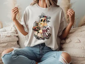 Vintage Patchwork Ghost T-shirt, Rustic Style Halloween Shirt, Cute Ghost Shirt, Fall Season, Halloween Outfit, Gildan
