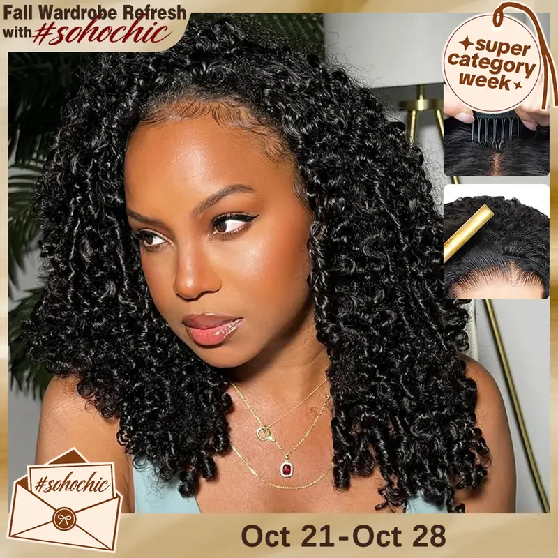 Liqusee Women's 3-in-1 Burmese Curly Human Hair Half Wig, 180% Density Curly Texture, 16in-26in Medium Size Glueless Wear-Go Seamless Flip Headband Wig, Beginner-Friendly Invisible Hairline Drawstring Clip-in, Burmese Curly Half Wig
