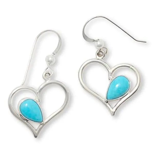 Mine Finds by Jay King Royal Blue Turquoise Sterling Silver Heart Drop Earrings