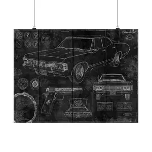 Fan Art Hand Drawn SUPERNATURAL Map Poster, Sam And Dean Winchester Poster