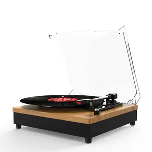 Record Player E200 , Wireless Turntable, Record Player with 2 Stereo Speakers, Wireless 3-Speed 33/45/78RPM, Support Headphone Jack/USB/AUX-IN/RCA-Out
