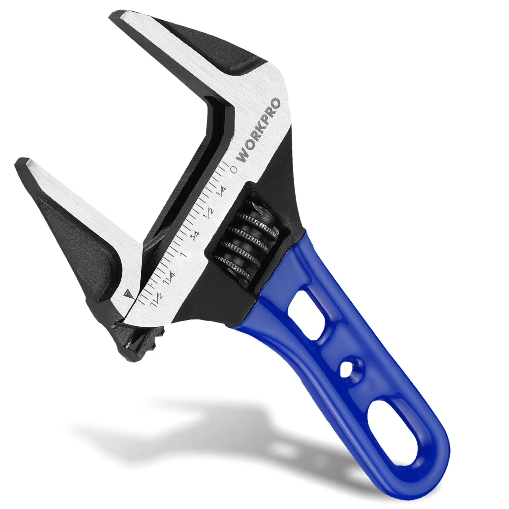 #fathersdaygift WORKPRO Stubby Adjustable Wrench, Jaw Opening Wrench, Metric/SAE Scales, Cr-V Steel, Ideal for Work in Confined Spaces