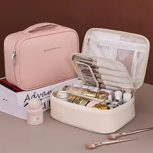 Portable Makeup Bag with Detachable Makeup Brush Holder, Large Capacity Cosmetic Storage Bag, Waterproof Makeup Organizer, Makeup Tools Organizer, Travel Cosmetic Bags