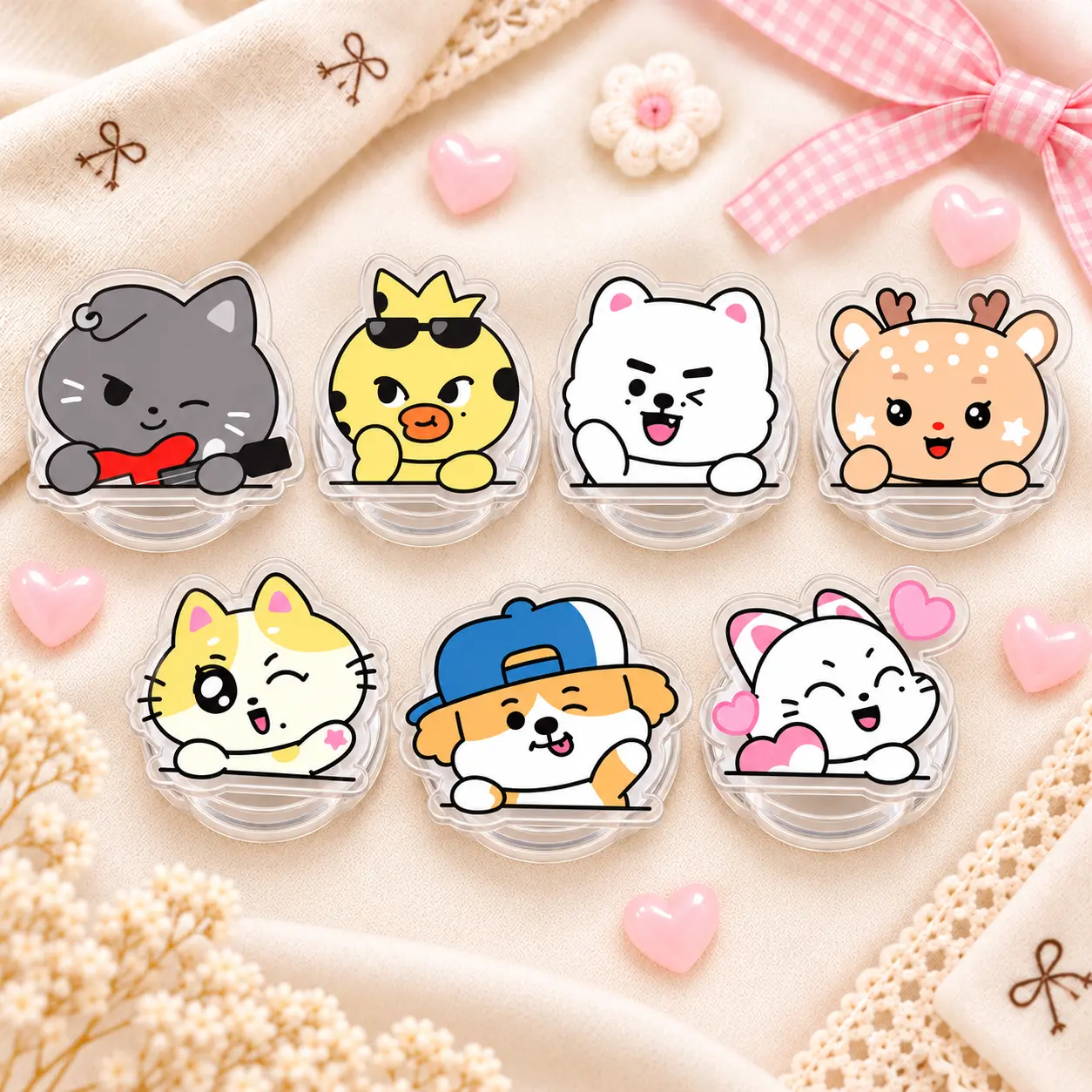 Kawaii Echin Enhypen Mascot MagSafe Phone Grip – Cute K-Pop Inspired Acrylic Phone Holder with Foldable Kickstand, Trendy Character Accessory for Teens, Fans and Collectors