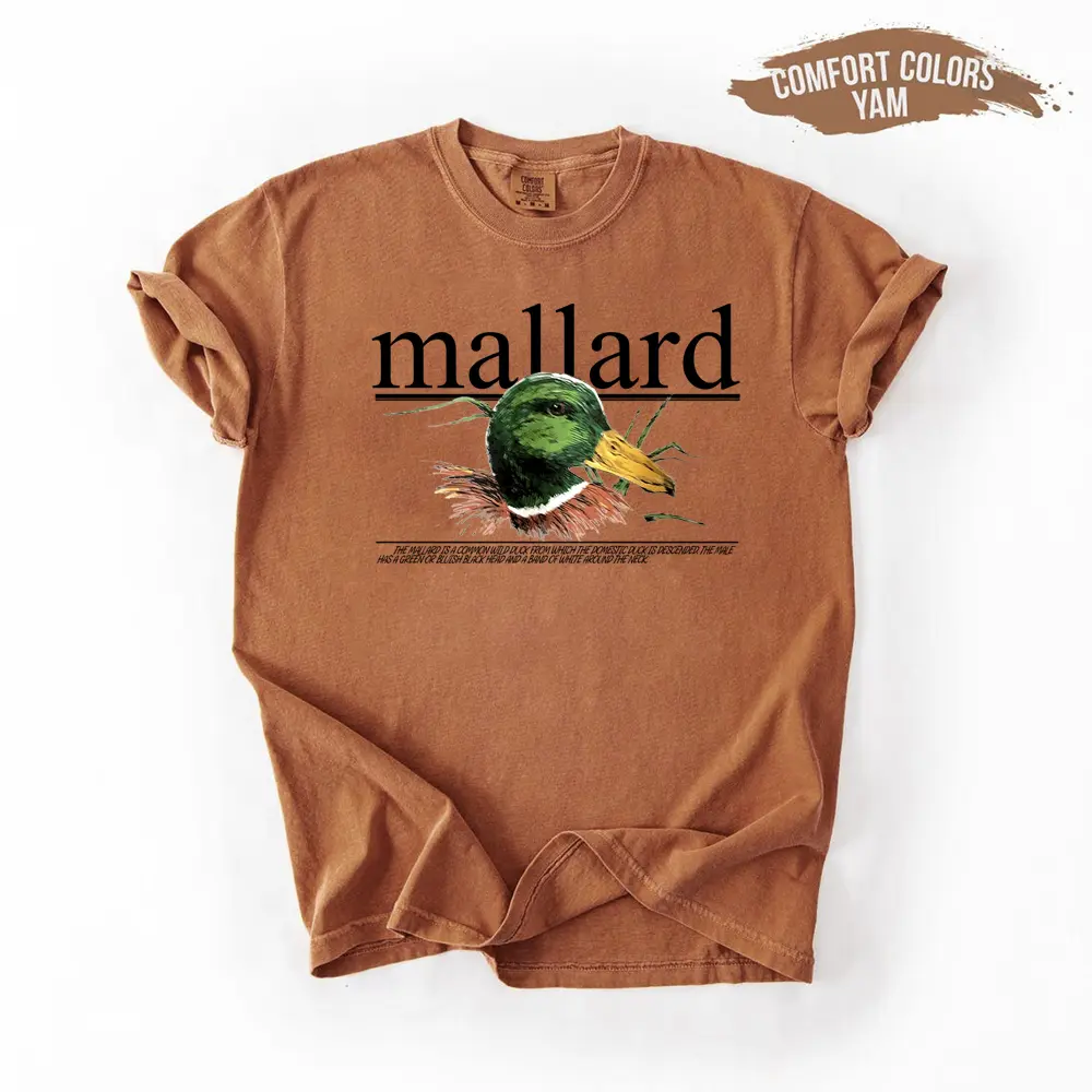 Women's Hunting Season Graphic T-Shirt, Vintage Mallard Duck Tee, Casual Relaxed Fit Short Sleeve Cotton Top for Women
