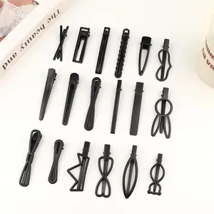 8Pcs Geometric Metal Hair Pins Black Bobby Pins Heart Hair Clips Alligator Clips Barrettes for Girls Women Wedding Parties Valentine's Day Accessories