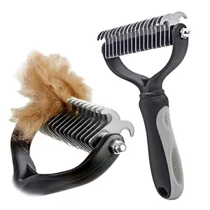 Double-Sided Dematting Undercoat Brush for Dogs and Cats - Easily Removes Loose Hair, Tangles and Mats