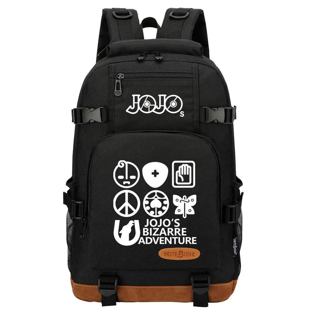 JoJo's Adventure Backpack, Large Capacity School Bookbag with USB Charging Port, Waterproof Oxford Laptop Daypack for Anime Fans Men Women
