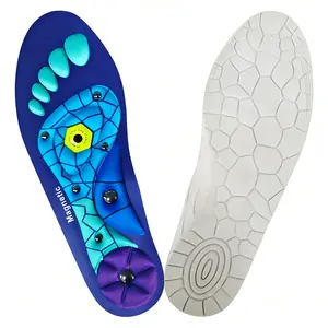 Unisex Magnetic Insoles,Comfortable Support for Work Boots, Odorless EVA Material, Blue & Purple Hexagonal Design with Magnetic Suction Cups, Ergonomic Footwear for Enhanced Comfort & Pressure Workout Shoes Stylish Footwear Accessory Latex Construction