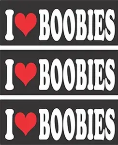 Hard Hat Biker Helmet I Heart Boobies Sticker Decal