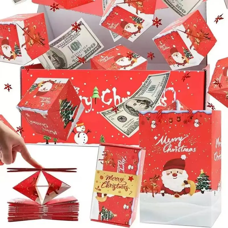 Surprise Gift Box Explosion for Money, Unique Folding Bouncing Red Envelope Gift Box with Confetti, Cash Explosion Luxury Gift Box for Birthday Anniversary Valentine Proposal