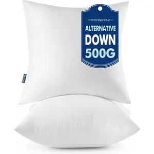 Throw Pillows Inserts, Pack of 2 18x18 Inch  Virgin Fiber Filling Bed Couch Pillows