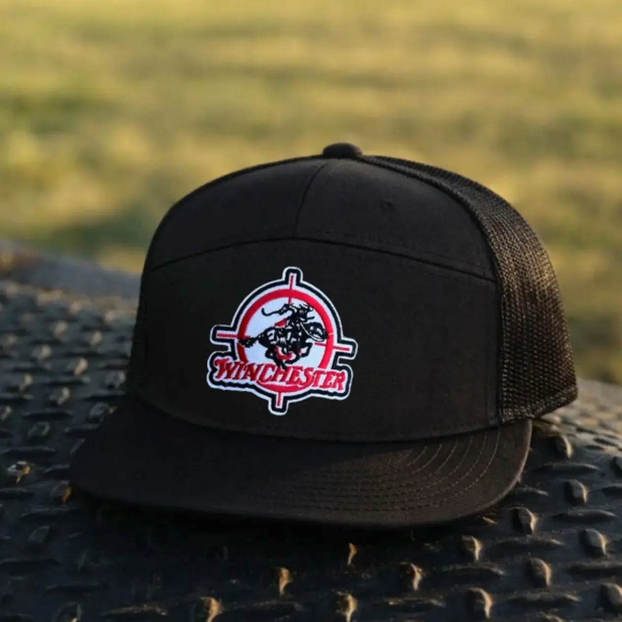 Winchester Vintage Snapback Trucker Hat, Trucker Hat, Snapback Hat, Embroidered Hat, Flat Bill Cap, Mesh Back Hat, Richardson Style Cap, 7 Panel Trucker Hat, Western Cowboy Hat, Hunting Hat, Fishing Hat, Outdoor Baseball Cap, Adjustable Gift for Men