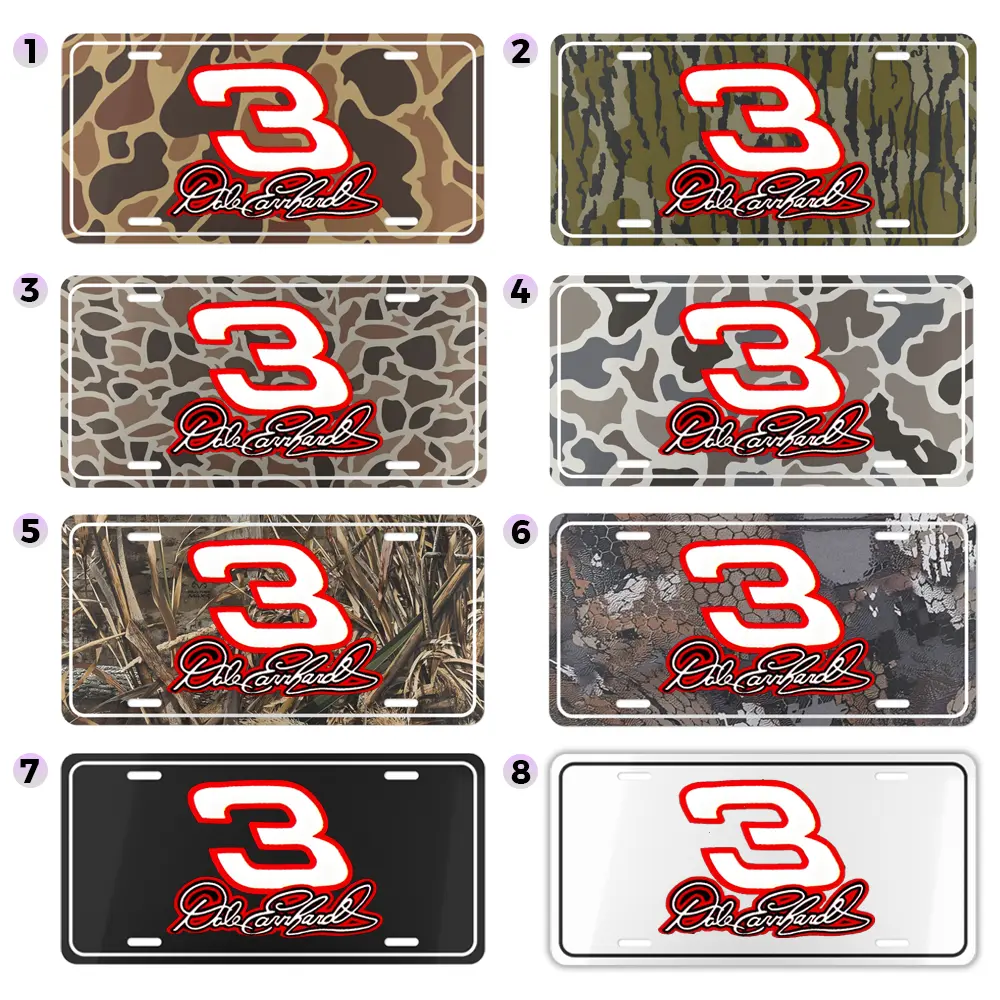Dale Earnhardt # 3 Signature License Plate 6x12, NASCAR Racing Camo Car Tag, Woodsman Hunting Style Aluminum Truck Decor, Rugged Outdoor Motorsports Sign