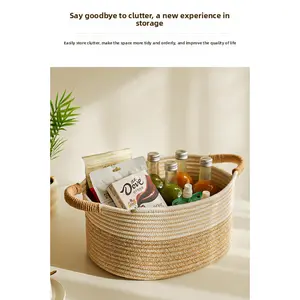 Cotton Rope Storage Basket - Large Capacity Woven Basket for Toys, Blankets & Laundry, Scandinavian Boho Home Decor, Foldable Eco-Friendly Organizer