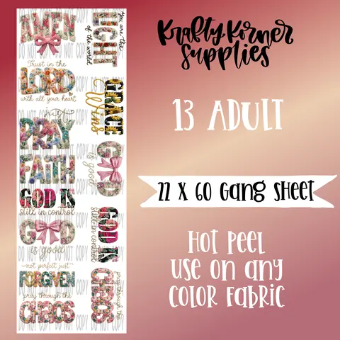 Faith Yarn Transfer Gang Sheet - 22x60in Transfer Film for Any Fabric, Adult Office Stationery Paper Craft Supplies for DIY Design & Handmade Crafts