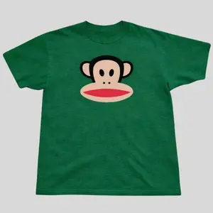 Paul Frank Green Monkey T Shirt, Cartoon Graphic Tee, Vintage Y2K, 2000s Style