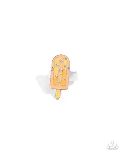 Poolside Treat - Orange Popsicle Silver Ring - Paparazzi