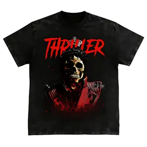 100% Cotton & Washed Black Casual Style T-Shirts Michael Jackson Thriller/Beat It/King Of Pop Iconic Moments Design For Music Lovers And Fans Perfect For Everyday Wear And Summer Season Ideal Gift For Michael Jackson Admirers And Pop Culture Enthusiasts