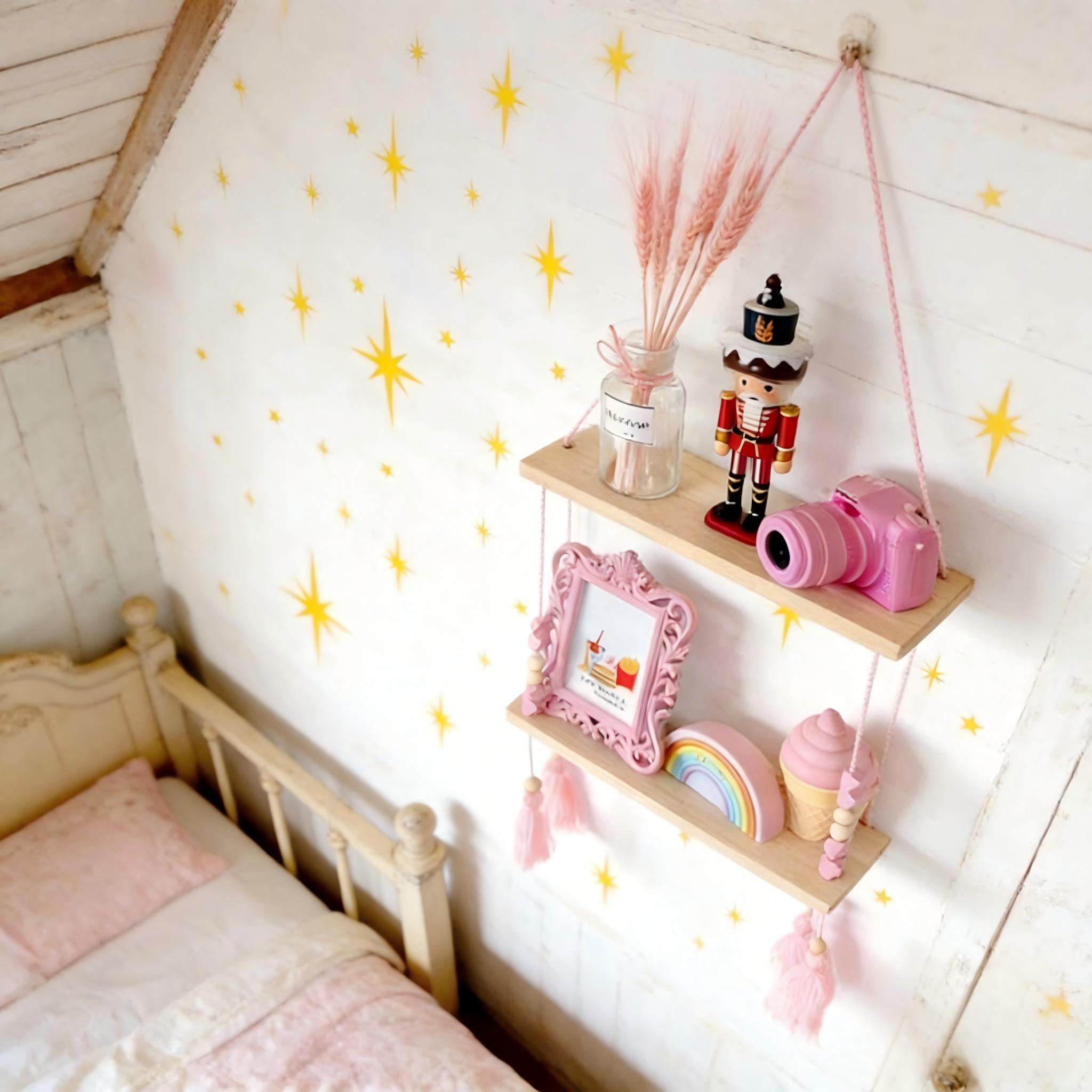 116-Piece Sparkle Star Wall Stickers for Girls Room | 6 Sizes | Easy Stick & Peel Wall Decor