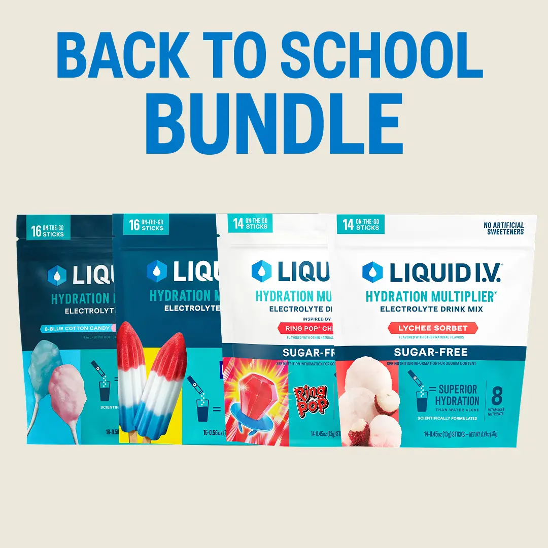 TikTok Shop Exclusive Back to School Bundle - Liquid I.V. Hydration Multiplier - Hydration Powder Packets | Electrolyte Powder Drink Mix | Convenient Single-Serving Sticks | 8 Vitamins & Nutrients | 4 Pack (60 Servings)​