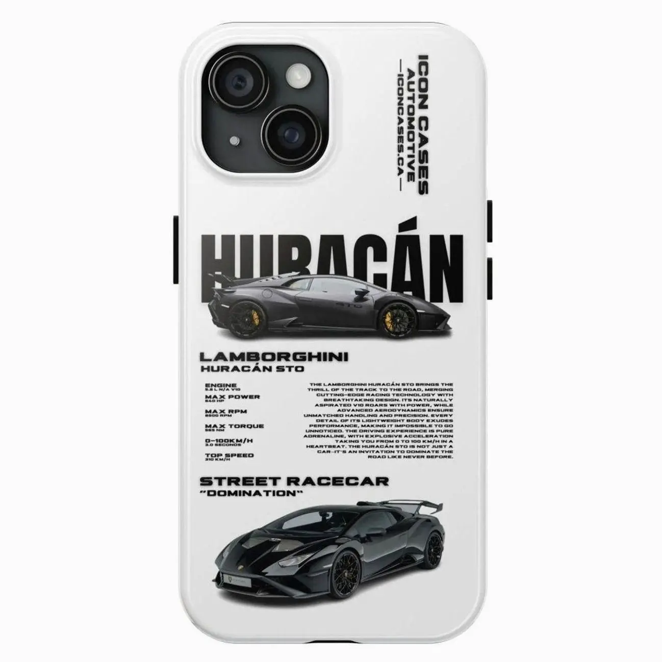 Lamborghini Huracán STO iPhone Case, Italian Exotic Supercar Racing Graphic Protective Cover for iPhone 17–8 Plus