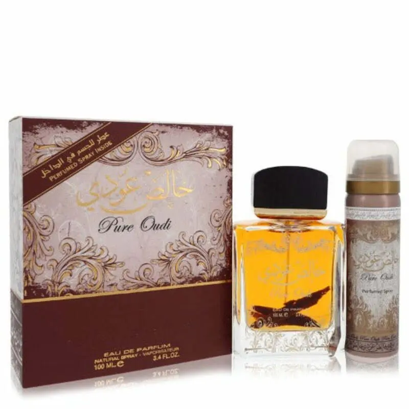 Lattafa Pure Oudi For Unisex 3.4 Oz EDP Spray + 1.7 Oz Deodorant Spray