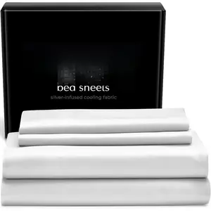 Infused Bed Sheets Set - Award-Winning Self-Cooling Fabric with Self-Cleaning  Technology(TM) That Stays  3X  for Hygienic Sleep (White, )
