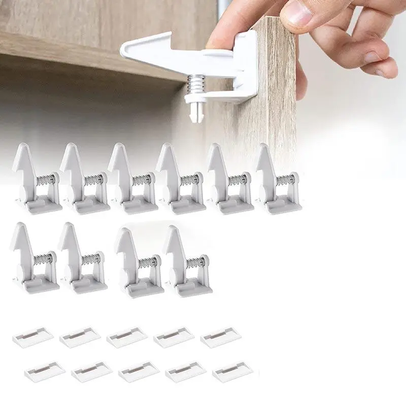 Baby Safety Lock, 10pcs/set Cabinet Door Lock, Drawer Lock, Home Safety Lock, Baby Travel Essentials, Kids Safety Tool