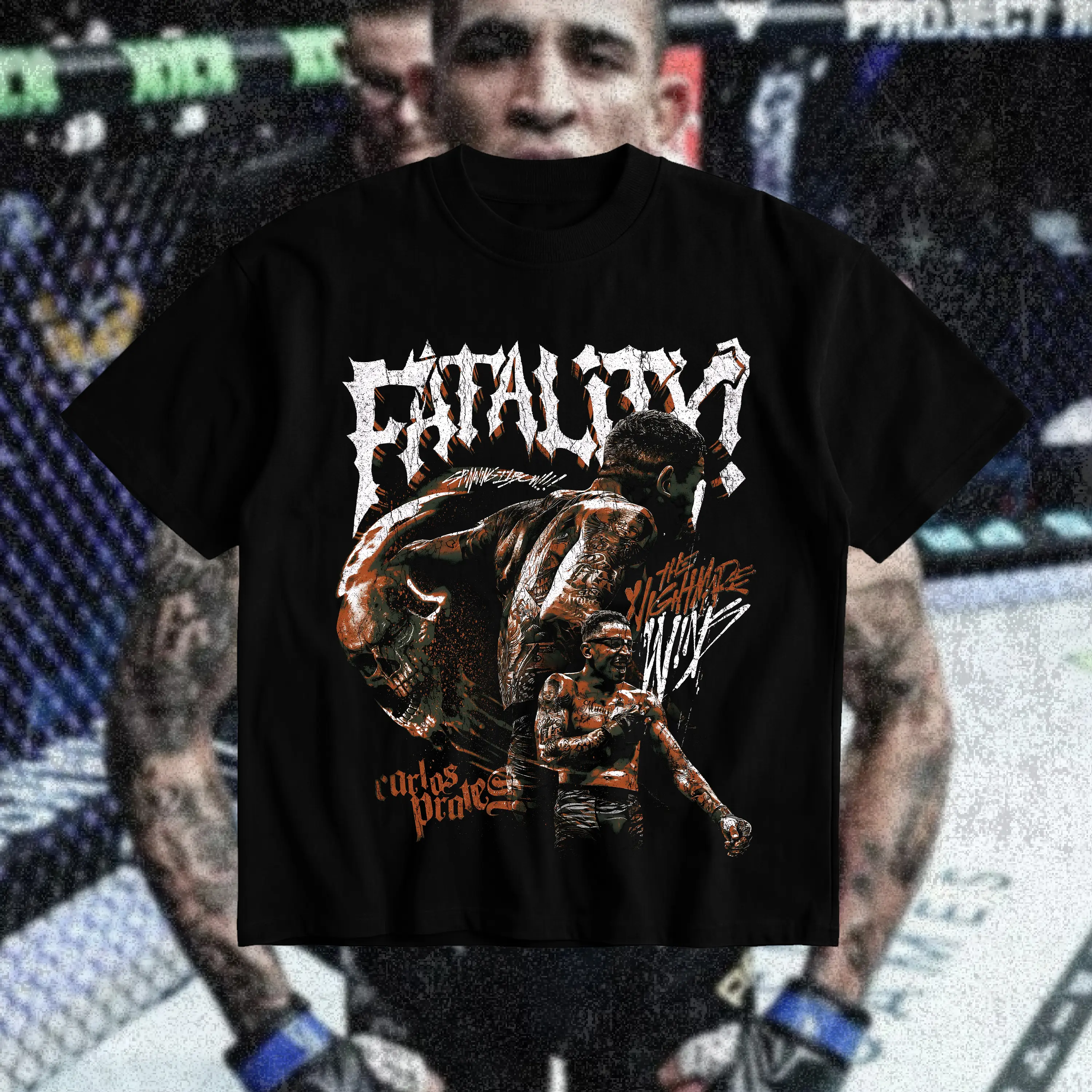 Carlos Prates Fatality Heavy Cotton T-Shirt Carlos Prates Graphic Tee UFC Combat Sports Fan Shirt MMA Fight Night Shirt Gift for Men Women American Made Fightwear - Menswear