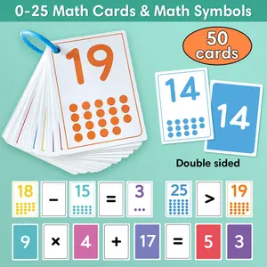 0-25 Math Practice Toys, 50 Number Recognition Learning Cards, Early Education Interactive Teaching Aids for Preschool Kids