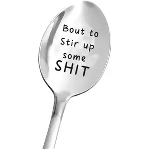 Stainless Steel Spoon, Funny Laser Engraved Spoon, Birthday Gift, Holiday Gift, Party Gift, Birthday Gift, Dinnerware Utensils, Kitchenware
