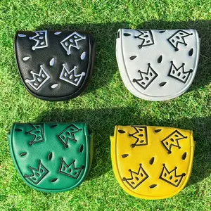 Golf Club Headcover Crown Pattern Mallet Putter, PU Material, Magnetic Closure, Fits Most Mallet Putters, Trendy Golf Accessory for Men & Women