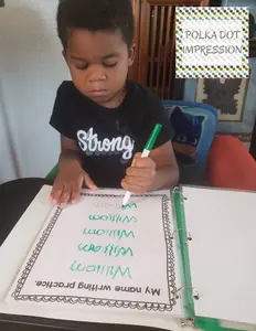 Polka Dot Impression My Laminated Daily Practice Worksheets - 14 Custom Designed Pages for Writing Spelling Alphabet Numbers Colors Shapes Lines and Days of the Week Skills for Early Literacy Development