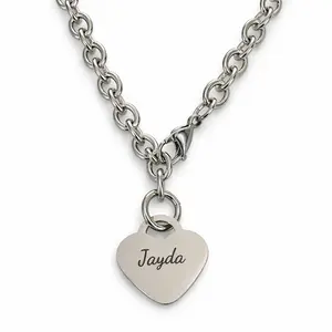 Personalized Stainless Steel Heart Necklace - 16" or 18" Chain - Custom Engraved with Up to Four Lines of Text - Durable & Meaningful Gift for Anniversaries Birthdays