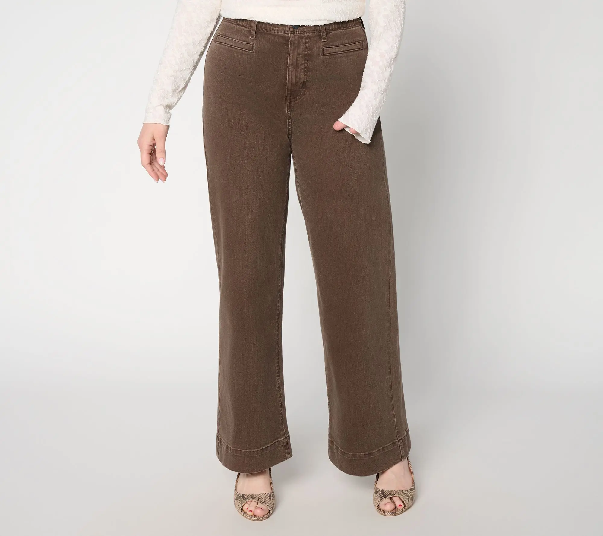 Me by Jennie Garth Petite Repreve Welt Pocket Wide Leg Jeans