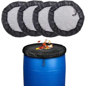 4Pack 39'' Mesh Drawstring Rain Barrel Cover Netting Screen for Water Collection Buckets to Keep Leaves and Debris Out