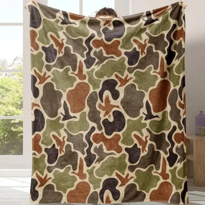 Camouflage Military Pattern Flannel Throw Blanket - Relaxing Tactical Accent for Sofa, Dorm Room Lounge Space, Boys’ Bedroom - HousewarmingBirthday Holiday Gift for Camo Style Lovers (TikTok Shop Back to School)